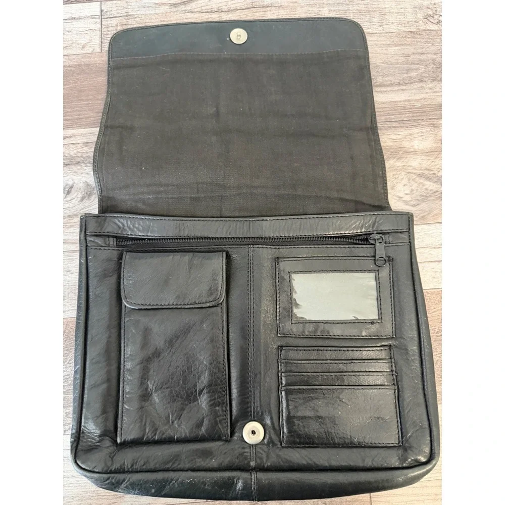 Wilson Leather‎ Portfolio Black Genuine Leather Organizer Tablet Document Case